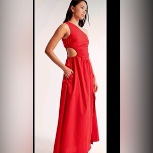 Abercrombie Red Cutout Maxi Dress - Women's Elegant Evening Dress
